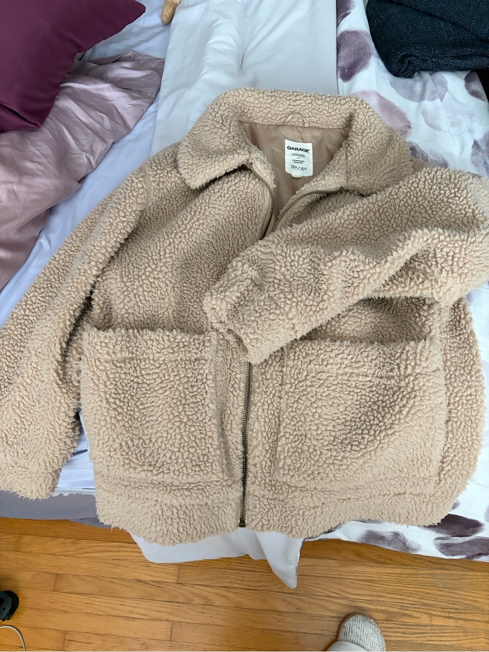 Garage Tan Sherpa Zip Jacket